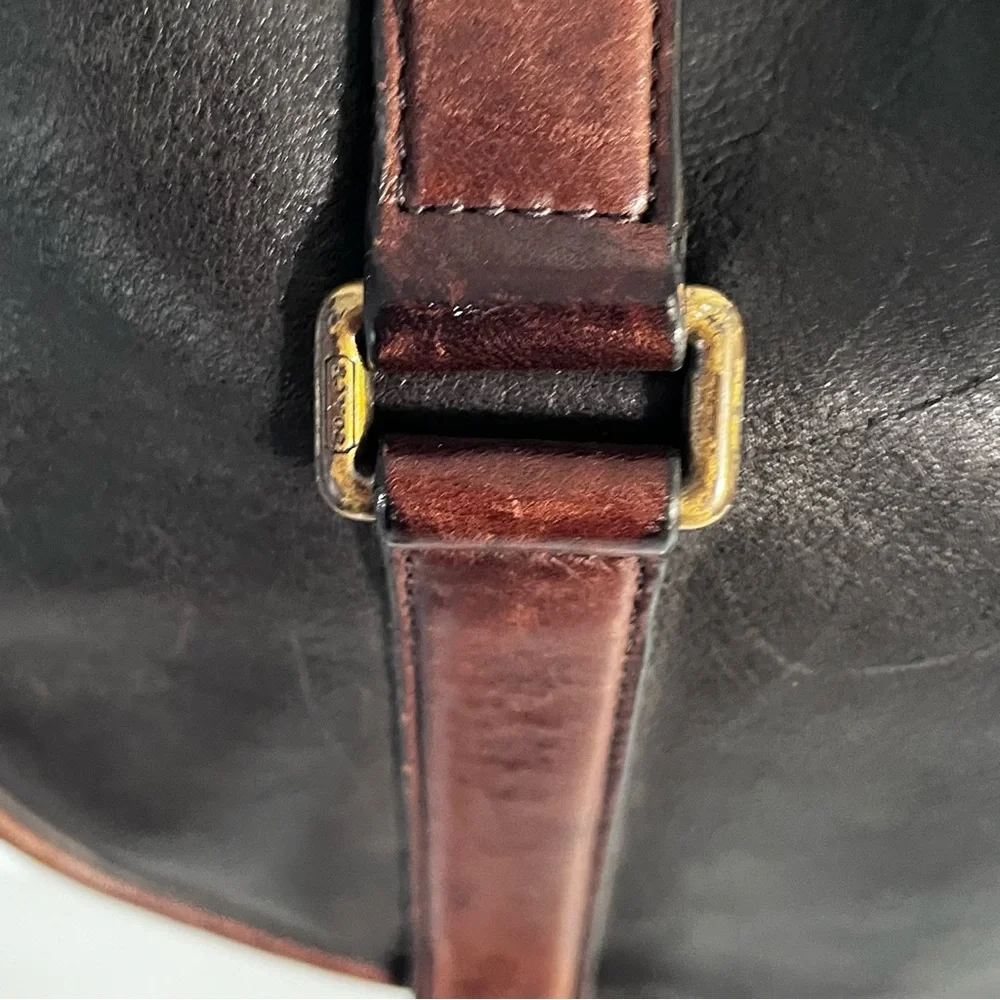 Vintage Classic COACH Black Leather Large Zippered Laptop Bag Briefcase